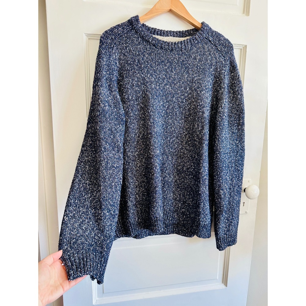 Grayers Mens Large Navy Marl Cotton Yak Wool Crewneck Sweater